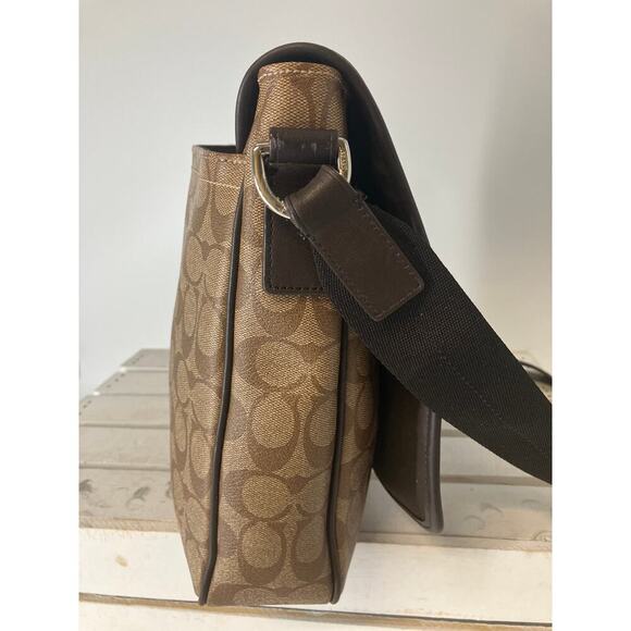 COACH F71102 BUSINESS HERITAGE STRIPE MAP PVC LEATHER BAG (ASIS) - Picture 3 of 16